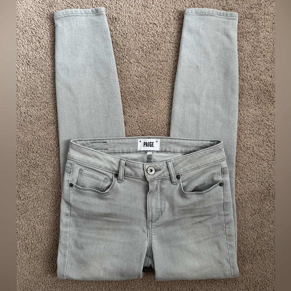 PAIGE Womens Light Gray Skinny Jeans Size 27 Mid Rise Cotton Blend Premium Denim
